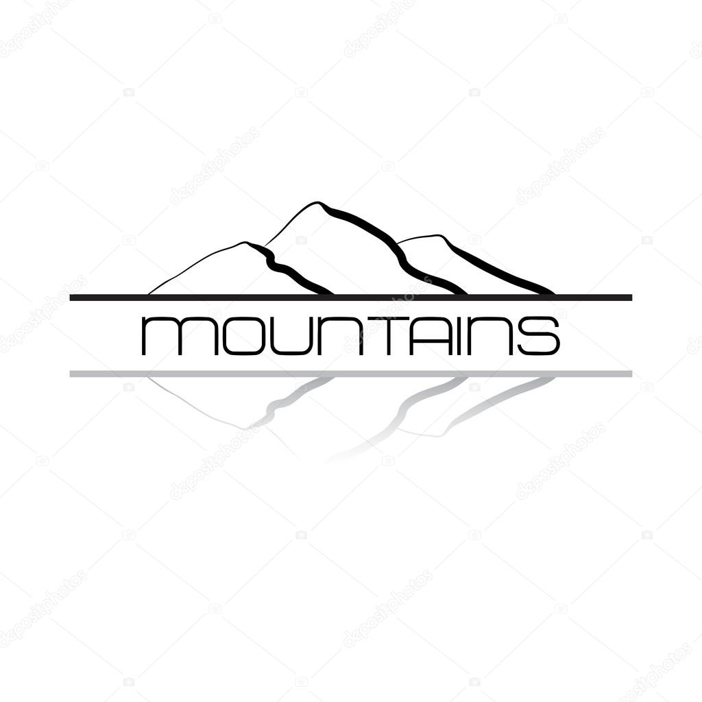 Mountains icon symbol or logo, isolated on white background