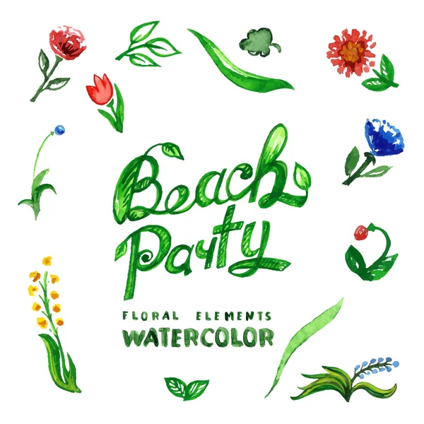 Παραλία κόμμα Floral σύνολο — Διανυσματικό Αρχείο