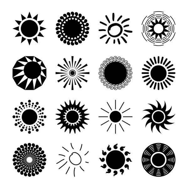 Icônes de soleil ensemble — Image vectorielle