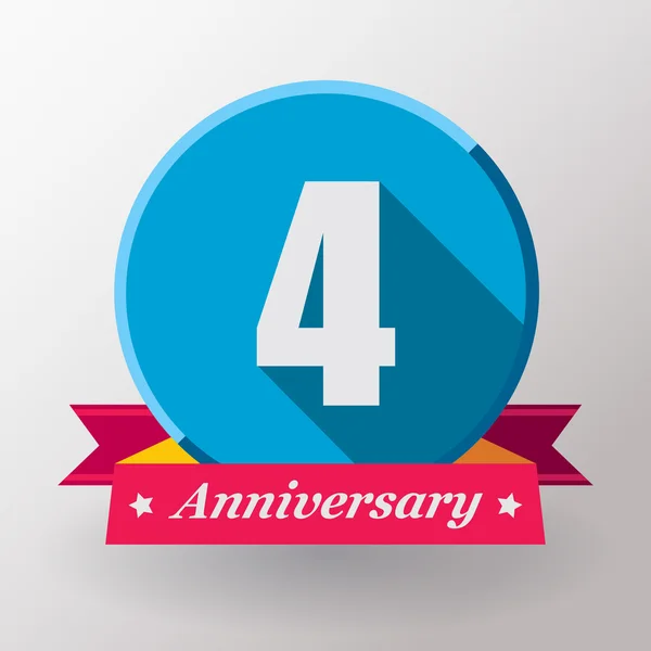 4 Anniversary label with ribbon — Stock Vector