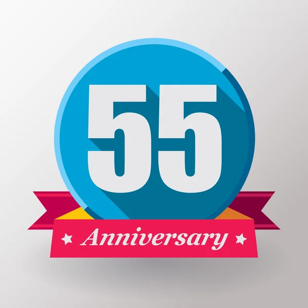 55 Anniversary label with ribbon — Stock Vector