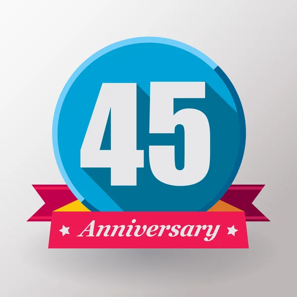 45 Anniversary label with ribbon — Stock Vector