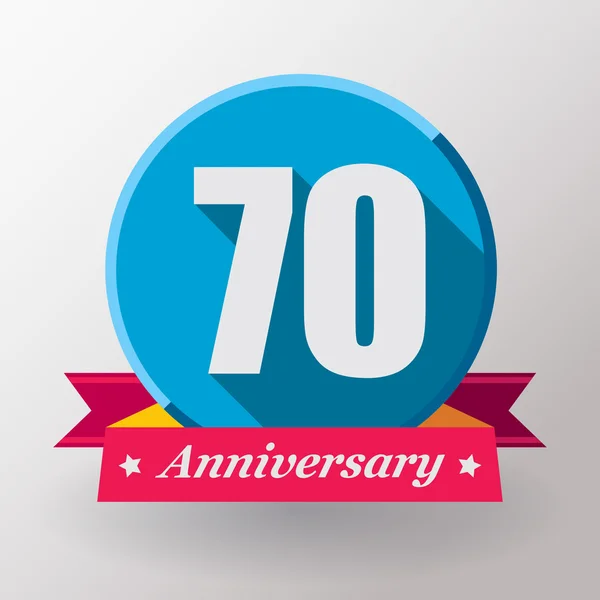 Etiqueta 70 aniversario con cinta — Vector de stock