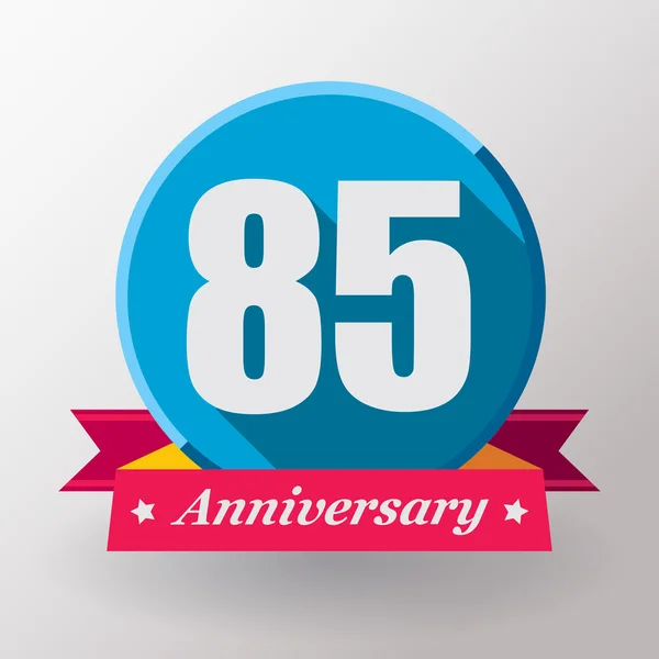 85 Anniversary label with ribbon — Stock Vector