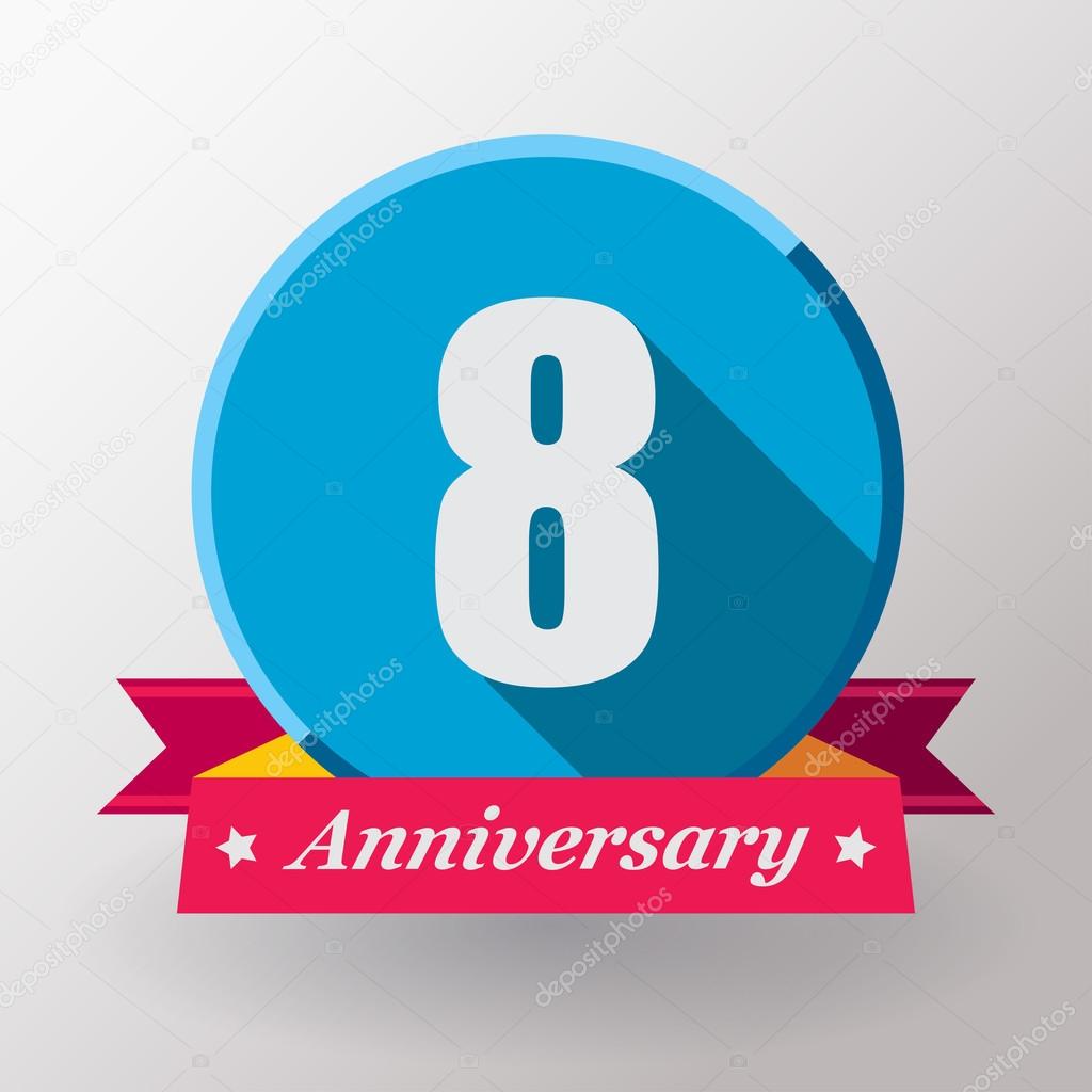 8 Anniversary label with ribbon