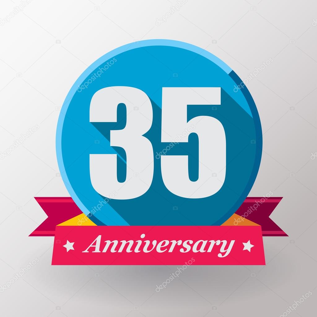 35 Anniversary label with ribbon