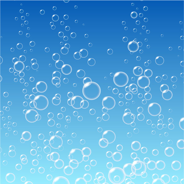 Water bubbles pattern on blue background. 