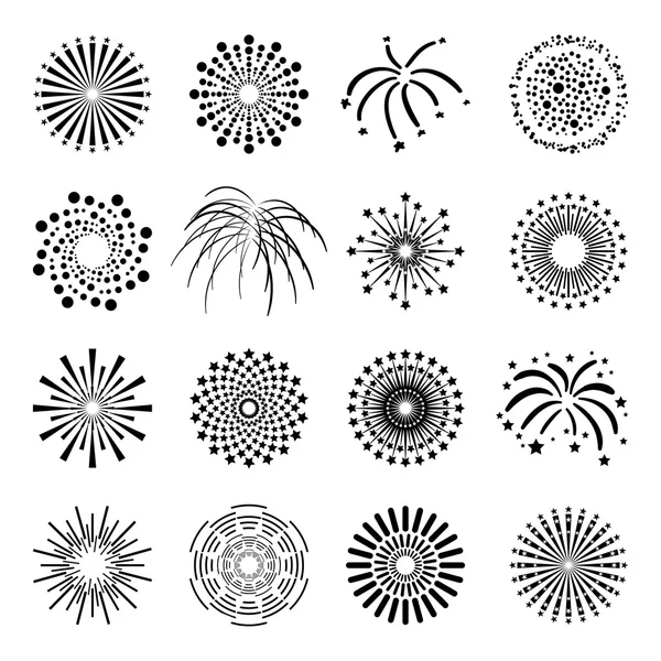 Beautiful Fireworks Set — Stock Vector