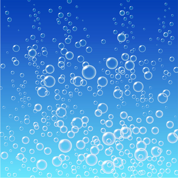 Water bubbles pattern on blue background. 