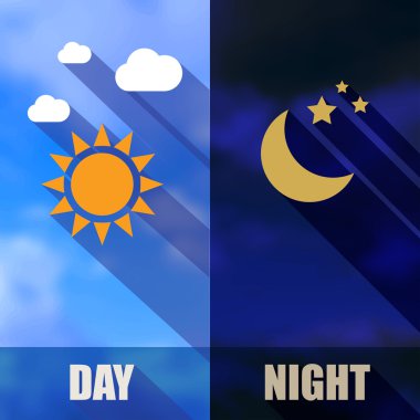 Day and night banners with sun and moon