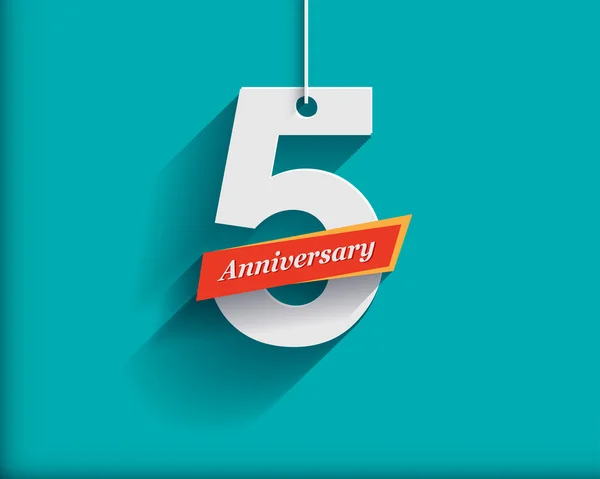 5 Anniversary numbers with ribbon — Stockvector