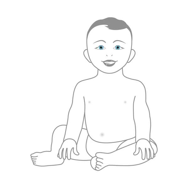 Sweet little boy sitting and smiling — Stockvector