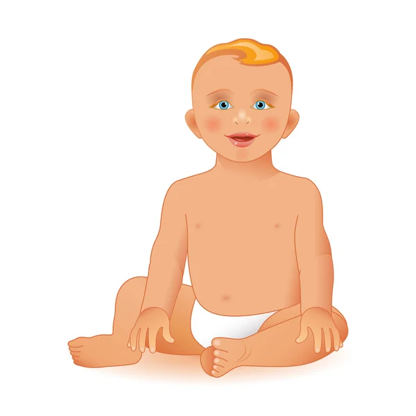 Sweet little boy sitting and smiling — Stockvector