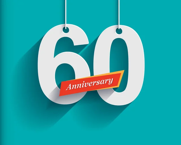 60 Números de aniversario con cinta — Vector de stock