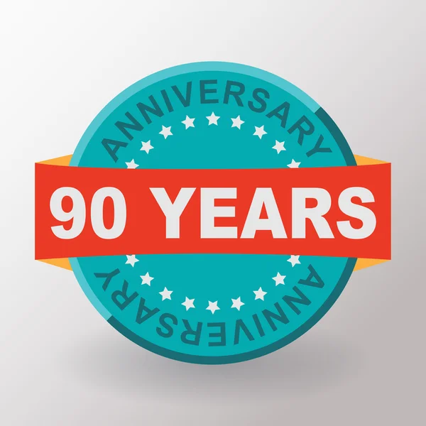 90 επέτειο ετικέτα με κορδέλα — Διανυσματικό Αρχείο