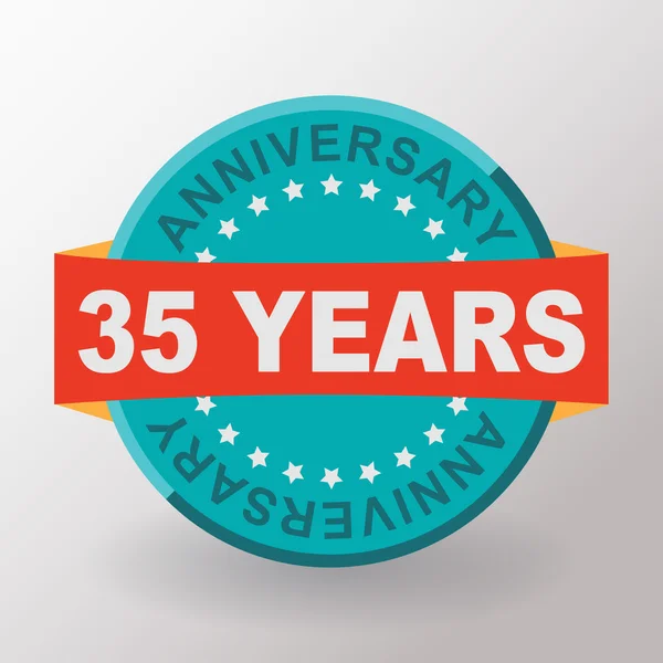 35 Anniversary Label with ribbon — Stock Vector