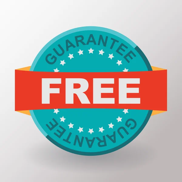 Garantie gratuite étiquette plate avec ruban — Image vectorielle