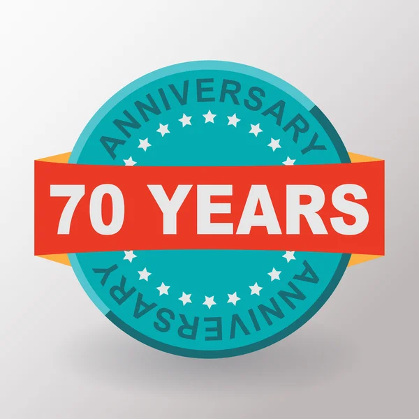 Etiqueta 70 aniversario con cinta — Vector de stock