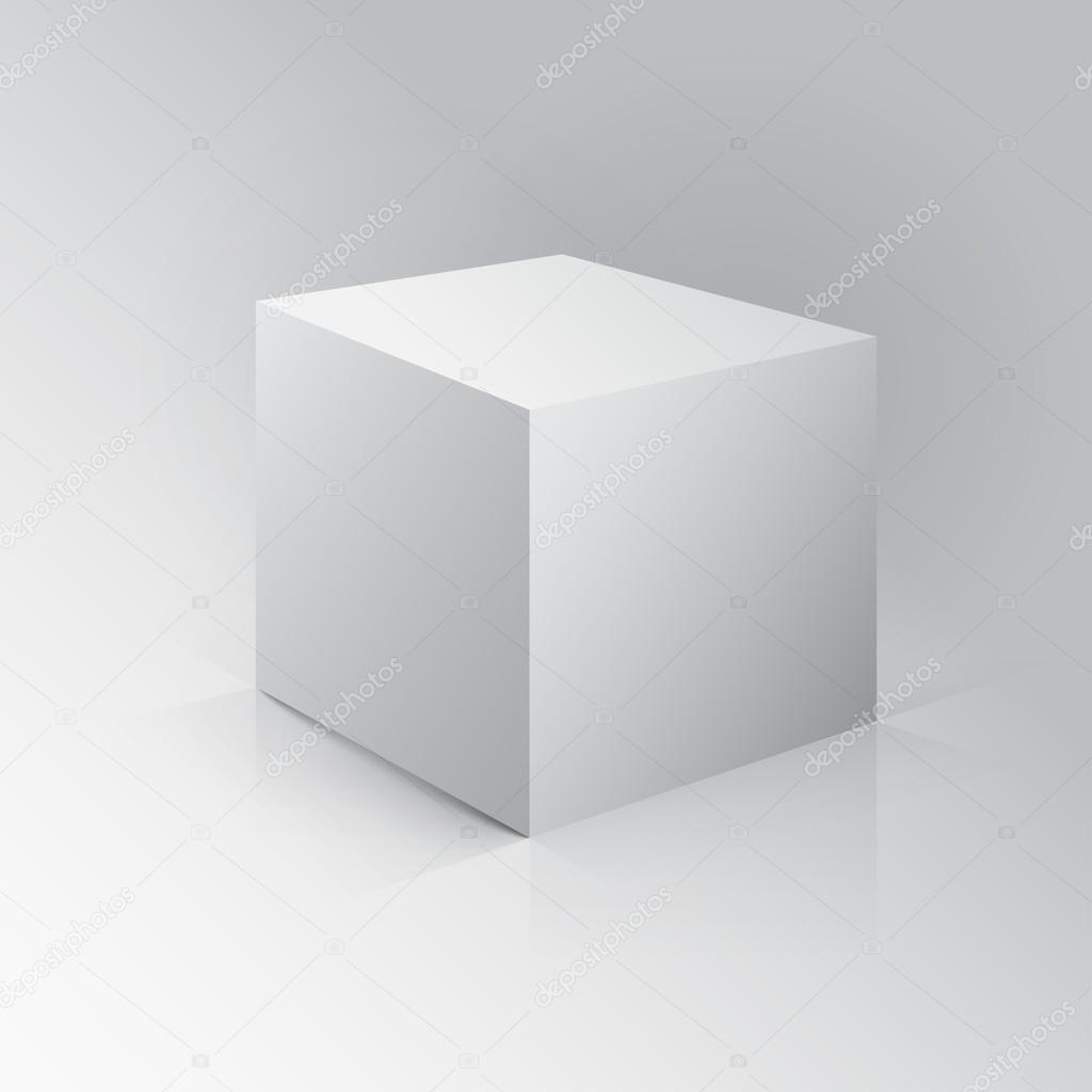 3D Cube box on grey