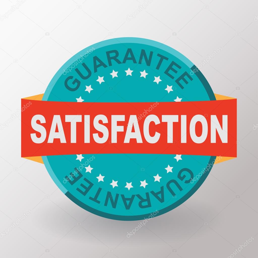 Satisfaction guarantee flat label with ribbon