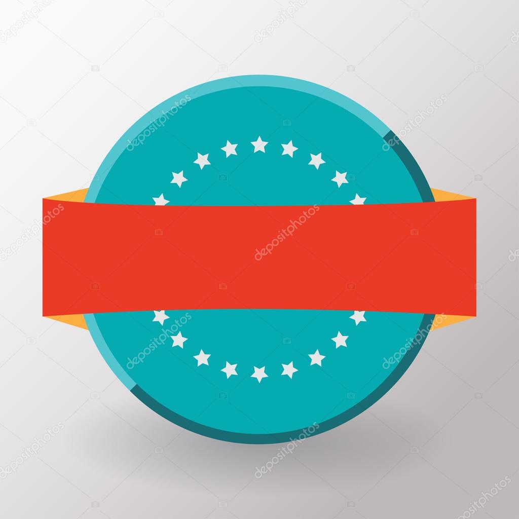Empty flat label with ribbon
