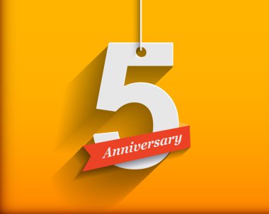 5 Anniversary numbers with ribbon clipart