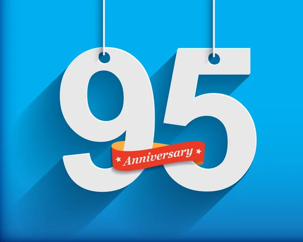 95 Anniversary numbers with ribbon — 스톡 벡터