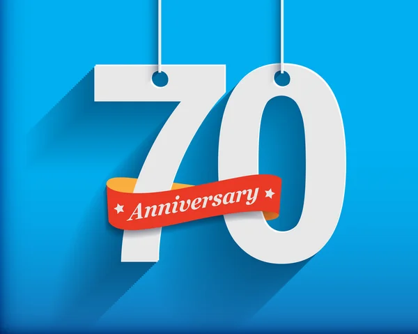 70 Números de aniversário com fita — Vetor de Stock