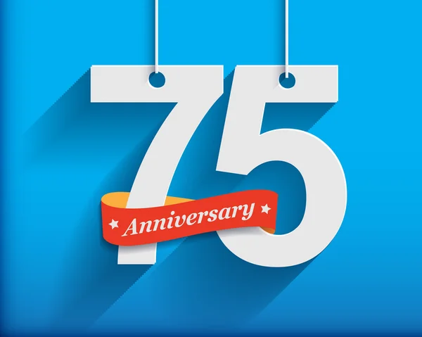75 Números de aniversário com fita — Vetor de Stock