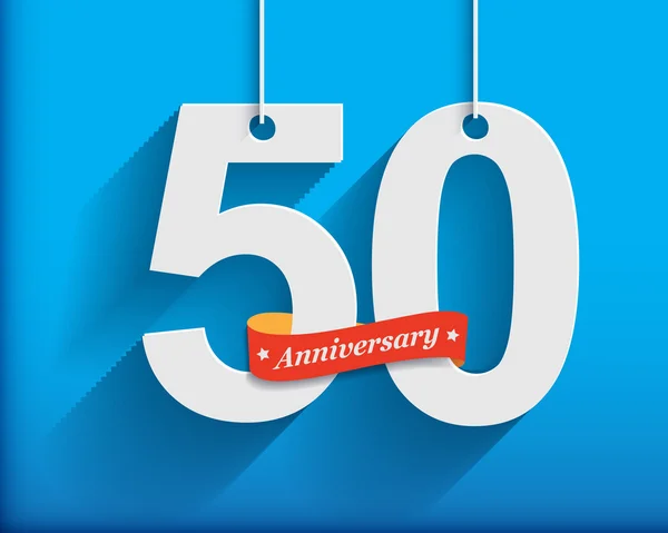 50 Anniversary numbers with ribbon — Stock vektor