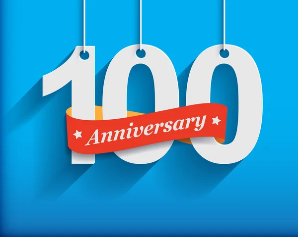 100 Anniversary numbers with ribbon — Stockvector