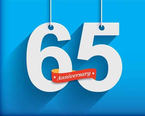 65 Números de aniversario con cinta — Vector de stock