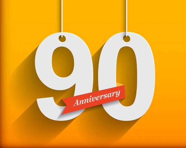 90 Numeri di anniversario con nastro — Vettoriale Stock