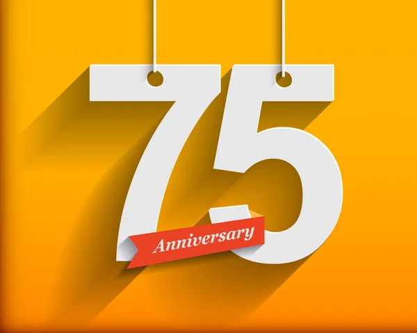 75 Números de aniversário com fita — Vetor de Stock