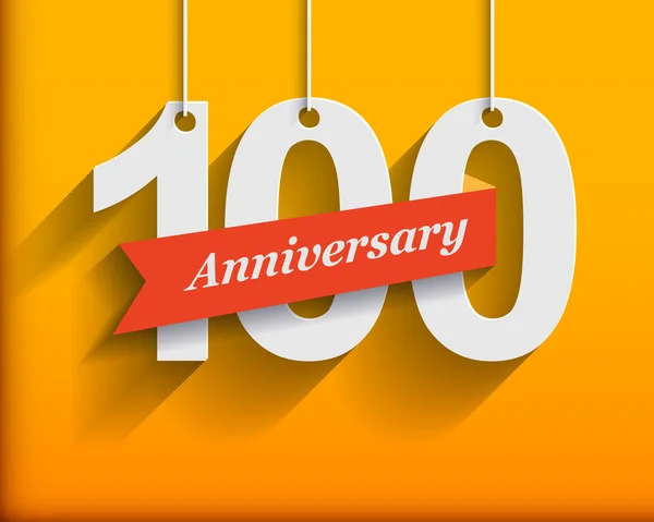 100 Numeri di anniversario con nastro — Vettoriale Stock