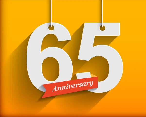 65 Números de aniversario con cinta — Vector de stock