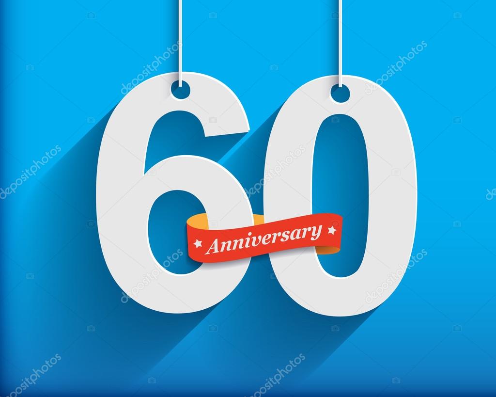 60 Anniversary numbers with ribbon