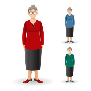 handsome old woman standing in glasses