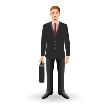 happy smiling businessman holding briefcase