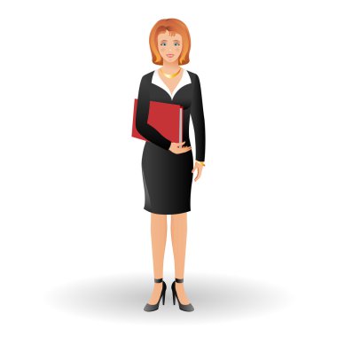 happy smiling business woman holding folder