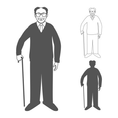 handsome old man standing with cane