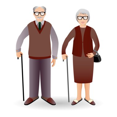 handsome old man and woman clipart