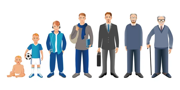 Generación de hombres desde bebés hasta personas mayores — Vector de stock