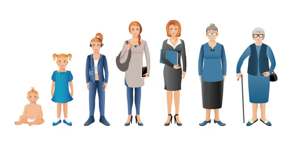 Mujer de bebés a personas mayores — Vector de stock