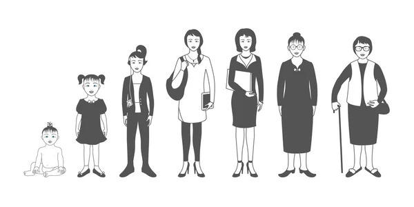 Mujer de bebés a personas mayores — Vector de stock