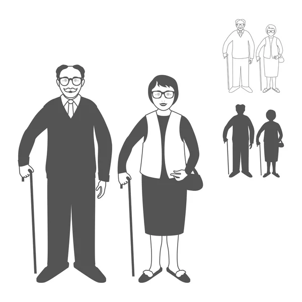 Beau vieil homme et femme — Image vectorielle