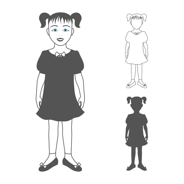 Small girl, standing and smiling — 스톡 벡터