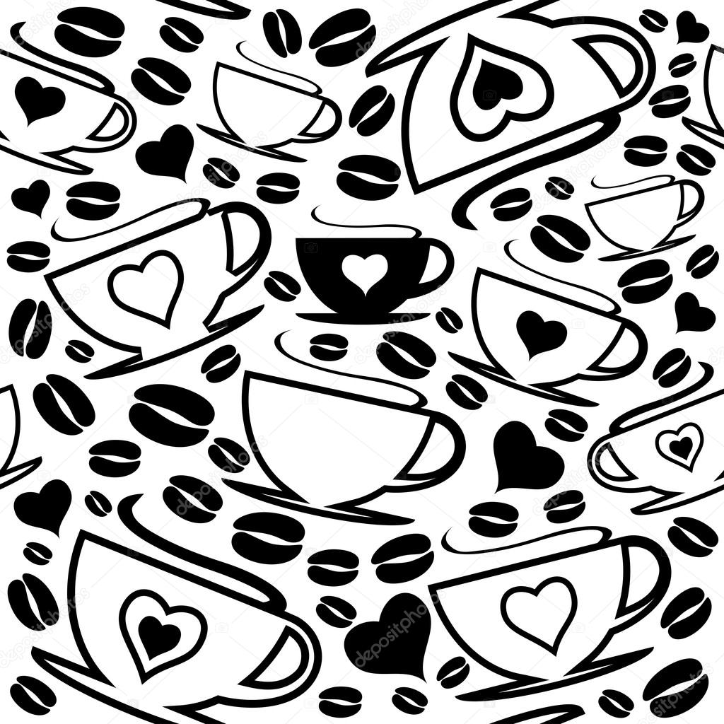 Seamless coffee cups pattern