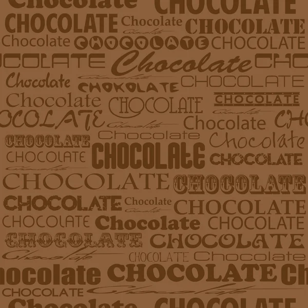 Patrón de chocolate sin costuras con palabra de chocolate — Vector de stock