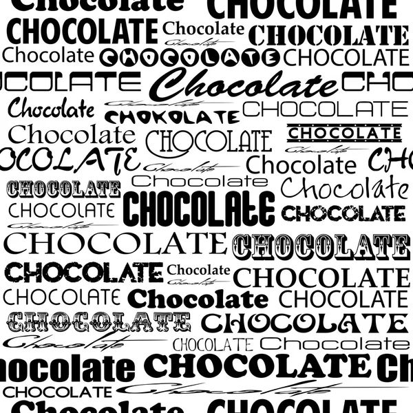 Patrón de chocolate sin costuras con palabra de chocolate — Vector de stock